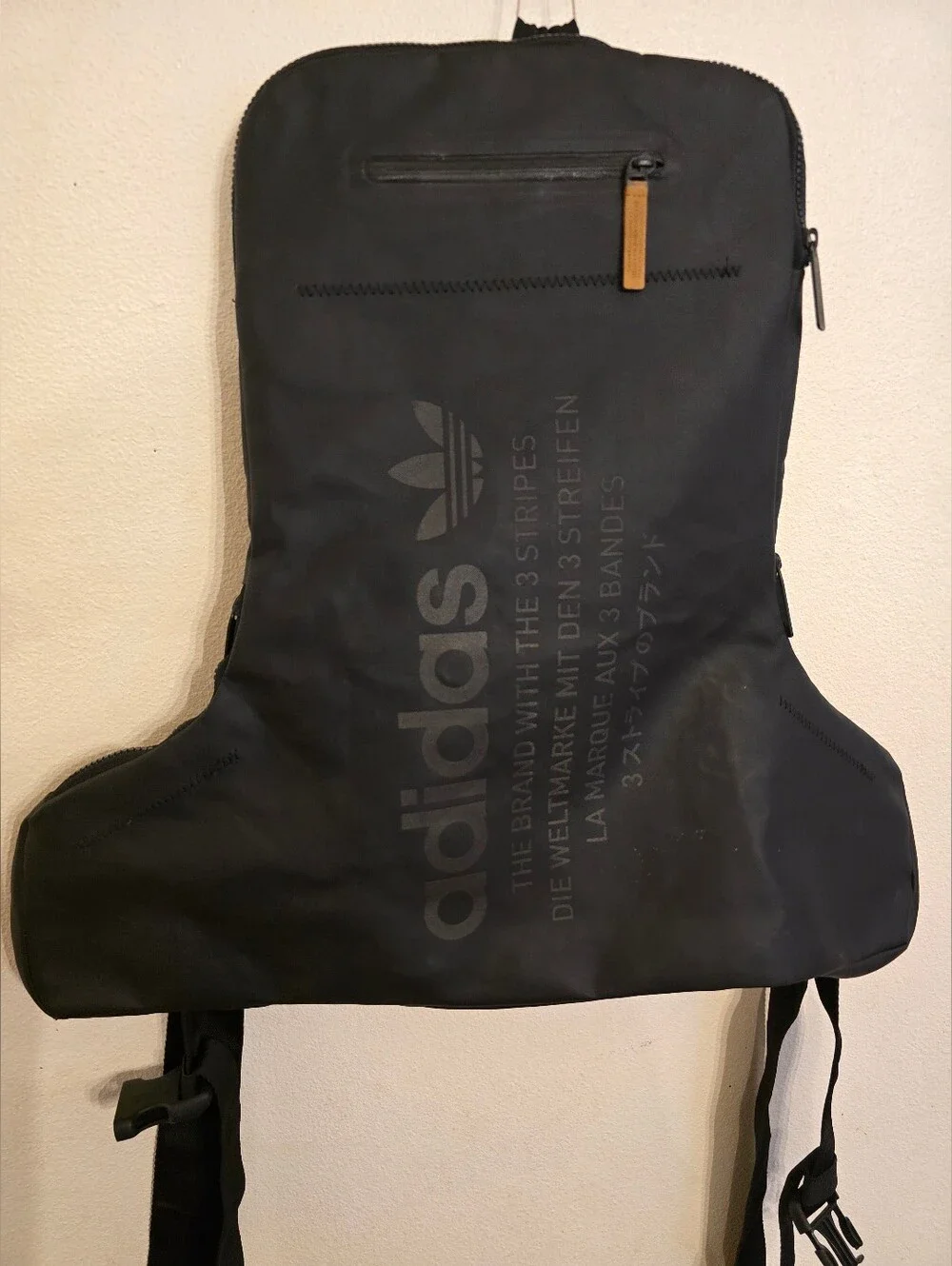 *RARE* adidas NMD Black Running Backpack Contoured Wrap Sides 3 Stripes